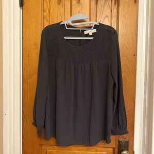 Loft long sleeve. Grey blouse. Size Medium.